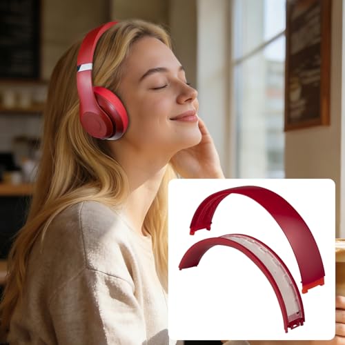 Image of SOULWIT Top+Bottom Headband Cover Kit for Beats Studio 3 & Studio 2 Wired & Wireless Headphones, Replacement Headstrap Pad Repair Part with Durable Silicone and Plastic - Studio3 Red