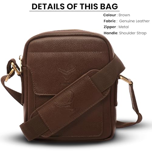 Image of REDHORNS Faux Leather Small Cross Body Sling Bag for Men & Women, 3 Zipper Pockets, Business Messenger Shoulder Bag for Travel, Outdoor, Office - 15X19X5 CM