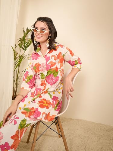Image of WineRed Women Green Paisley Print Hi-Low Co-ord Set