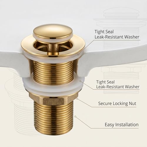 Image of InArt Waste Coupling for Wash Basin /Pure SS 5 inch Drain Out let System Full Thread Half-Cap Pop up Coupling for Wash Basin Accessories (Gold - Pack of 1)