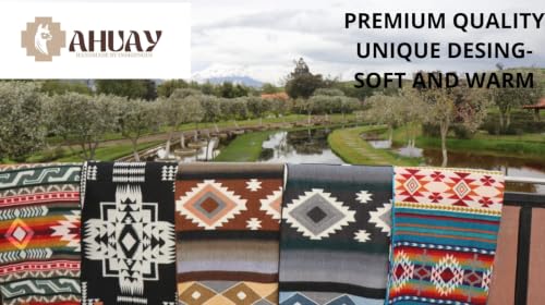 Image of Alpaca Wool Blanket, Throw 47 inch x 78 inch, Reversible 2 in 1, Thick and Ultra Soft, Hypoallergenic, Non-Itchy, Handmade in Ecuador. Premium Alpaca Wool (Blue, Throw)