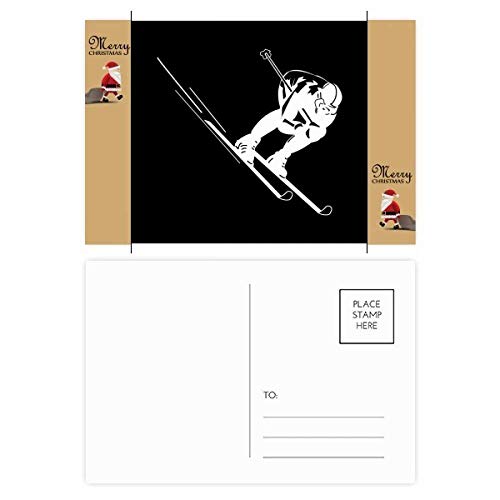 Cartes postales ski noires : lot de 20 remerciements élégants format standard pour passionnés