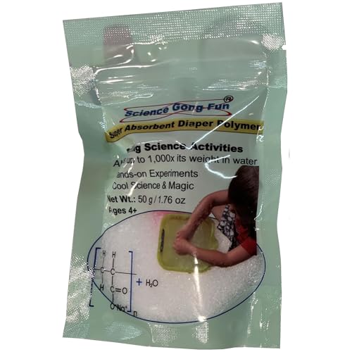 Super Absorbent Polymer Granules (Sodium Polyacrylate) - 50g Bag for Amazing Science Experiments Disappearing Water Magic Tricks and Sensory Play | The Original Diaper Polymer