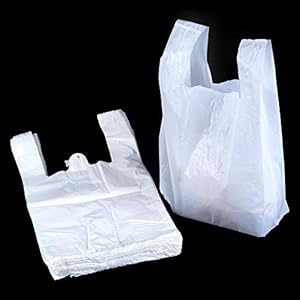 White Vest Style Plastic Carrier Bags – 13″ x 19″ x 23″ – (1 box = 100 bags) – HEAVY DUTY
