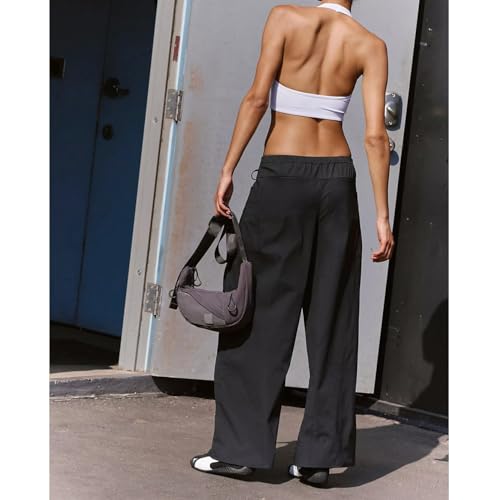 Mxiqqpltky Women Y2K Wrap Front Pants Casual Button Elastic High Waisted Wide Leg Pants Trendy Loose Fit Trousers Streetwear3