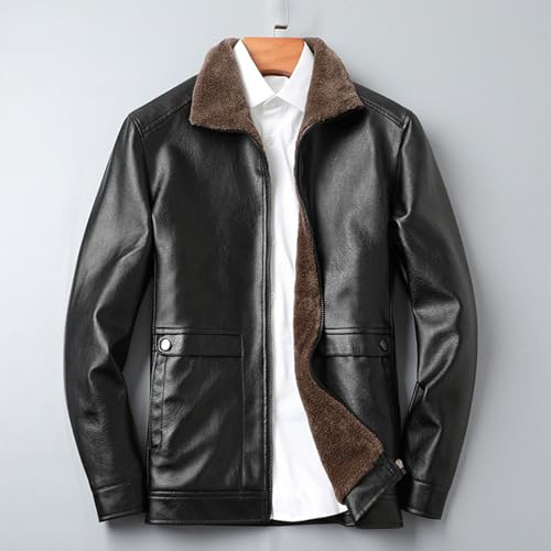 Akklian Brown Bomber Shearling Sheepskin Leather Flight Jacket Hippie Fashion Thermal Coat Outerwear Zip Up Business Coat2