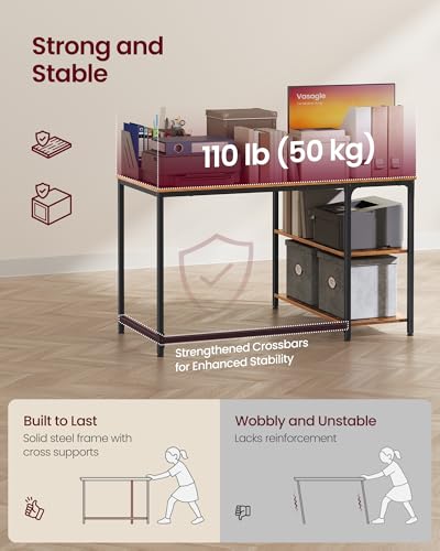 VASAGLE L Shaped Corner Desk, Computer Gaming Desk with Storage, Reversible Height-Adjustable Shelves, for Home Office, 110 x 80 cm, Rustic Brown LWD135KD01 - Image 5