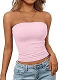 Trendy Queen Womens Strapless Tube Tops Basic Backless Sleeveless Bandeau Going Out Crop Tops Cute 2025 Summer Clothes Pink S