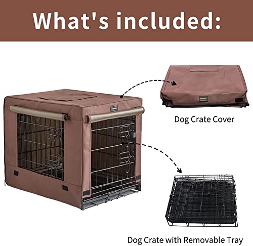 DONORO Dog Crates for Small Size Dogs Indoor Double Door Dog Kennels & Houses for Puppy and Cats, Collapsible Metal Contour Dog Cages (42-Inch Kit) - Thumbnail 2