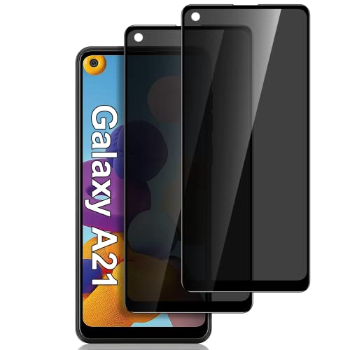 [2 Pack] for Samsung Galaxy A21/A21S Privacy Screen Protector [Full Coverage] Anti Spy HD Clarity 9H Tempered Glass Screen Protector Scratch Resistant Bubble Free Easy Insall Case Friendly (6.5