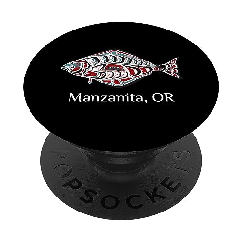Manzanita Oregon Halibut PNW Arte indio nativo americano PopSockets PopGrip Intercambiable