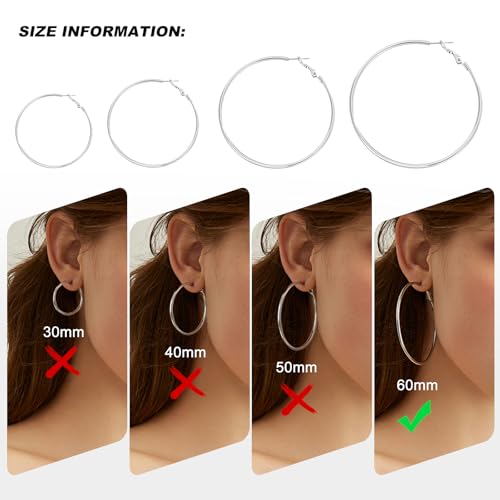 Image of 4 Pairs Silver Gold Hoop Earrings for Women | 14K Gold Plated Hoop Earrings Set Hypoallergenic Earring Lightweight Dangle Earrings Set
