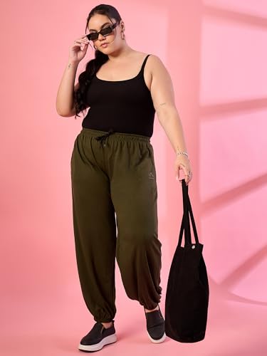 Image of ALZA Women's Cotton Oversized Joggers with Utility Pockets - Loose Fit High Waisted Track Pants for Gym, Yoga & Travel - Lightweight All-Season Lounge Sweatpants