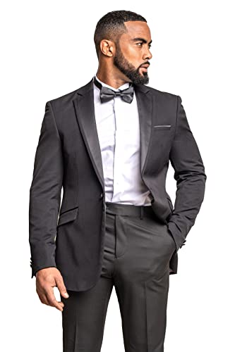 Costume noir pour homme coupe cintrée veste de smoking et pantalon chic