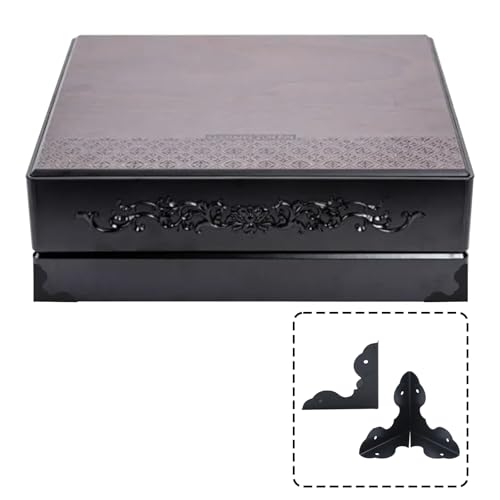 Image of Antrader 24Pcs Case Box Corners Triangle Metal Cabinet Corner Protector Edge Safety Guard for Furniture Decor 1-1 /4 inch x 1-1 /4 inch, Black