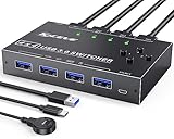 【4 in 4 Out USB Switch 3.0】 MLEEDA 4 Port USB 3.0 Switch ermöglicht die Verwendung eines Knopfschalters oder einer kabelgebundenen Fernbedienung, um zwischen 4 Computern zu wechseln, um 4 USB-Peripheriegeräte zu teilen, ohne ständig Kabel zu ziehen oder komplizierte Netzwerk-Sharing-Software einzurichten.