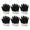 POMIJIAN Kids Gloves Boys Knit Warm Toddler Gloves Baby Stretchy Soft Gloves Girls Full Finger Mittens for Fall Winter (6 Pairs Black, 1-4T)