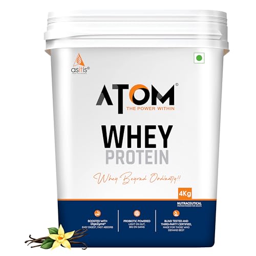 Image of AS-IT-IS ATOM Whey Protein 4kg | 27g protein | Isolate & Concentrate | French Vanilla | USA Labdoor Certified | With Digestive Enzymes for better absorption
