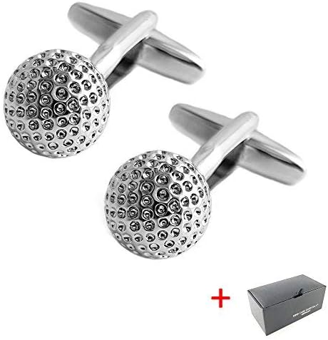 High Quality Silver Brass Cufflinks – Golf Golf Ball Sports – Mind Care Essentials Includes Deluxe Cuff Links Box – German Dealer