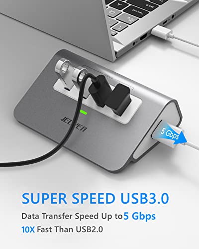 4 Port Usb 3.0 Hub, Jeliyea Usb Hub Multiport Adapter With 4X 5Gbps Data Ports 3.3Ft Cable Usb Port Hub Portable Usb Extender Hub Usb Splitter For Laptop,Desktop,Pc,Mouse,Keyboard,Usb A Device,Macbook #TOP1