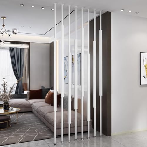 Adjustable Height Room Divider - Floor to Ceiling Metal Partition Posts No Drilling Required Perfect for Home & Office Spaces Stylish Separator for Privacy and Space Management