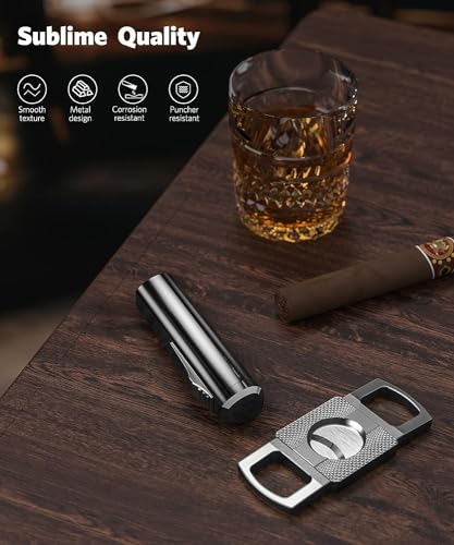 Set Encendedor y Cortador de Cigarros RONXS Negro miniatura 3