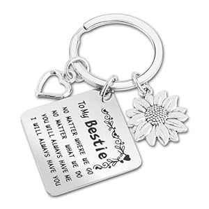 Best Friend Keychain, Best Friend Keyring Gifts for Women Best Friend Keychain for Female Bff Sister Bestie True Friend Long Distance Graduation Gifts for Her Birthday Christmas Halloween Gifts