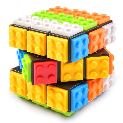 Forhome Speed Cubo Mágico 3x3, Build-on Brick Cubo Mágico 2 en 1 Brain Bricks y Teaser Puzzle Juguetes Clásicos Compatible con Lego para Niños Adultos Niños Niñas Regalo, Negro