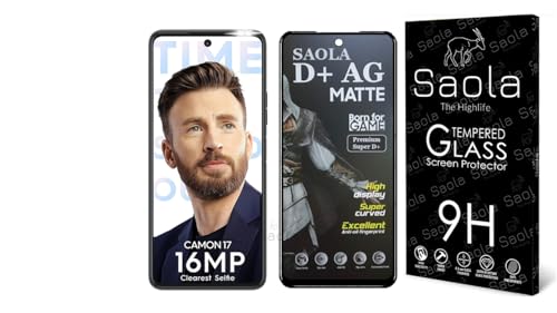 Image of Saola D+ Matte Tempered Glass With 18H Hardness For Tecno Camon 17 (PACK OF 1) with Free Installation Kit. Full screen Coverage. Free Replacement If Received Damaged - 6.6 inch