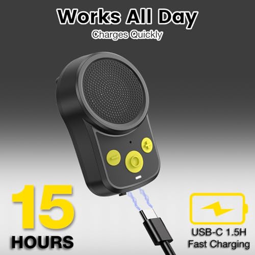 Image of Mini Bluetooth Speaker, Clip-On Portable with Mic, Yellow | Wearable Clip-On Portable Speaker with Built-in Mics Hands-Free Music and Calls 15H Playtime for Hiking /Biking /Outdoors /