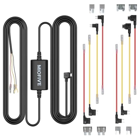 Dash Cam Hardwire Kit, Miofive 11.5ft Micro USB Hard Wire Kit for Dashcam Converts 12V-24V to 5V/2.4A w/Fuse Kit and Installation Tool, Enables Parking Mode, Low Voltage Protection for Dash Cameras Cover