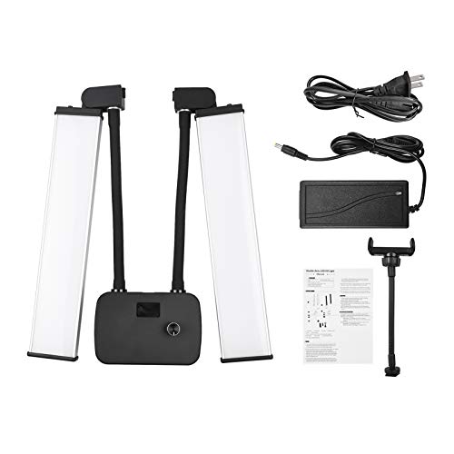 Luz LED de doble brazo Andoer regulable con soporte para teléfono 2
