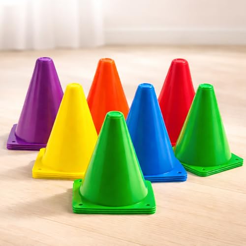 Image of Toyshine 9 Inches Plastic Multicolored Stacking Cones | Perfect for Sports Training | Set of 6, (SSTP)
