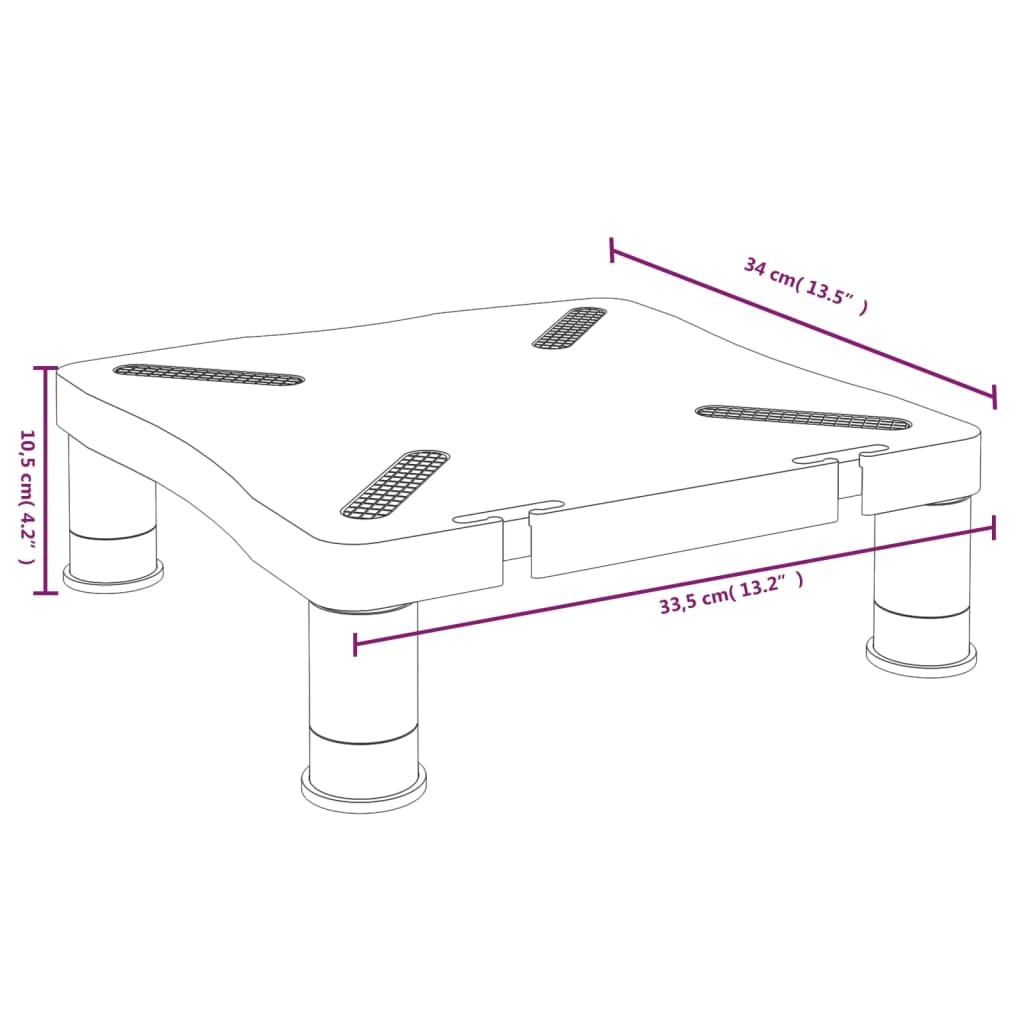Supporto per monitor nero in polistirene HIPS resistente agli urti, 33,5 x 34 x 10,5 cm, regolabile in altezza, con spazio per tastiera e dispositivi multimediali, supporto ergonomico da