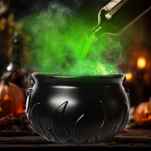 HTBMALL Halloween Decorations Indoor DIY Floating Potion Set with Witches Cauldron and Mist Maker Spooky Vintage 9.8 Black Plastic Bowl Hocus Pocus Party Decor for Home Table Mantel Kitchen Room
