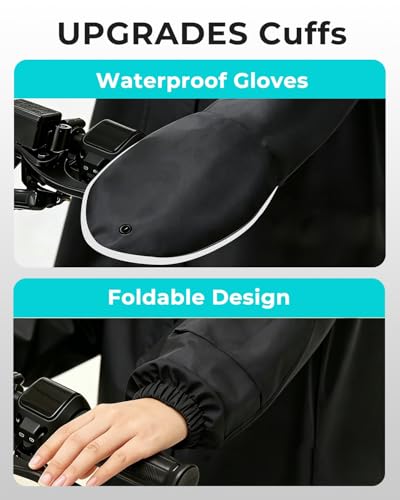 Image of ISABRELLA Long Rain Coat for Men Waterproof, 15000mm H₂O Durable Oxford Unisex Raincoat with Adjustable Wide Brim Hood, Foldable Gloves & Double Zipper for Hiking, Motorcycle Riding