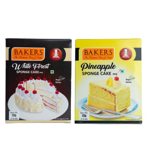 Assorted Flavor Bakers Combo Pack (White Forest Sponge Cake Mix & Pineapple Sponge Cake Mix 225 Grams)