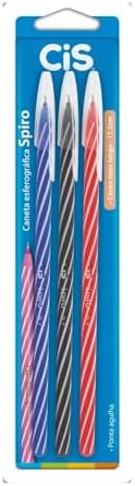 Caneta Esferográfica SPIRO, CIS, Blister c/3 unidades (1 Azul, 1 ...