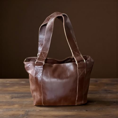 Bolso tote de cuero vintage marrón Ranch Junkie miniatura 6