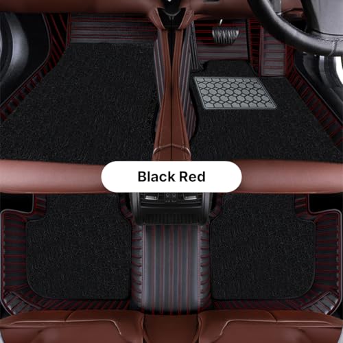 Image of Antiskid Premium 9D Car Mat Full Set for Vinfast VF 7 2026 | Luxury Leather Dual-Stitch Full Set 9D Car Floor Mat || 100% Waterproof ||Color: Black Red