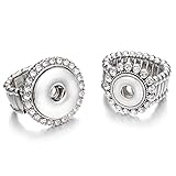 Lovglisten 2pcs Mixed Random Adjustable 12mm 18mm Snap Jewelry Ring Charms 18mm for Snap Jewelry Making