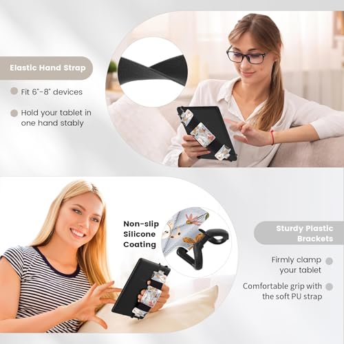 MoKo Weich Handschlaufe für 6' - 8' Kindle eReaders Fire Tablet - Kindle/Kobo/Voyaga/Lenovo/Sony E-Book Tablet Tablet, Hochelastisch Vielseitig Tablet Fingerhalterung Griff Halter, Glückliche Hunde