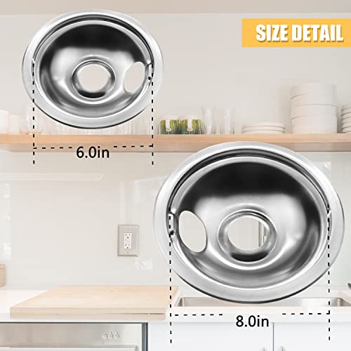 4 Pack Stainless Steel Reflector Bowls Universal Drip Pan Kits Gas Stove Burner Rings Suitable For Frigidaire Kenmore 5304430150, 318067051 #TOP1