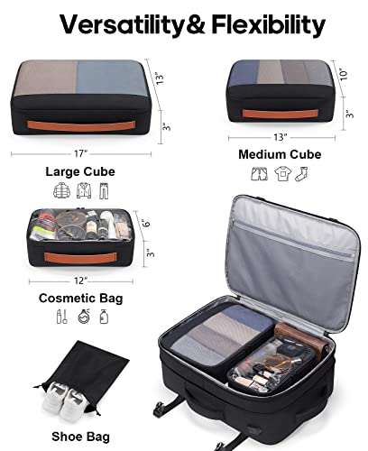 Bagsure Travel Backpack 42L Carry On Backpack Flight Approved Expandable Travel Backpack For Men Carry On Backpack Luggage Daypack With Packing Cubes And Shoe Pocket, Waterproof Large Travel Bags #TOP2