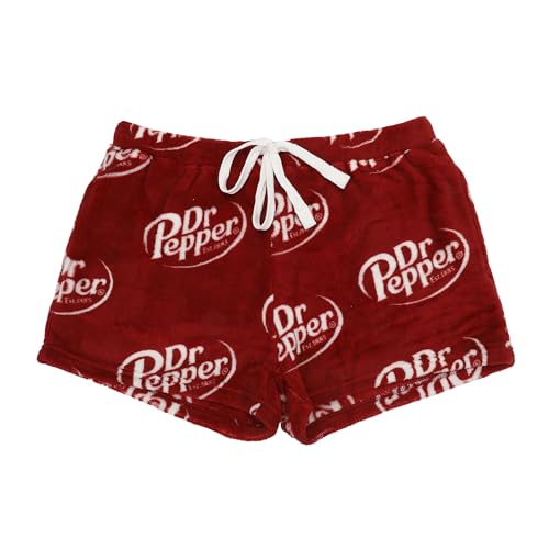 Dr Pepper Logo All-Over Print Womens Plush Shorts-Medium