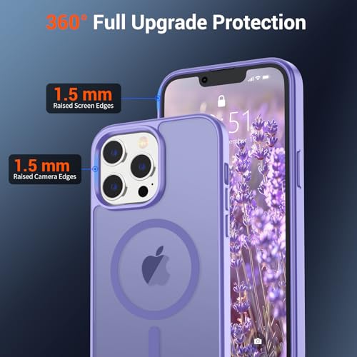 Image of SUPFINE Magnetic for iPhone 13 Pro Case (Compatible with MagSafe) (Military Grade Drop Protection) Translucent Matte Shockproof with Anti-Fingerprint Phone Case,Purple