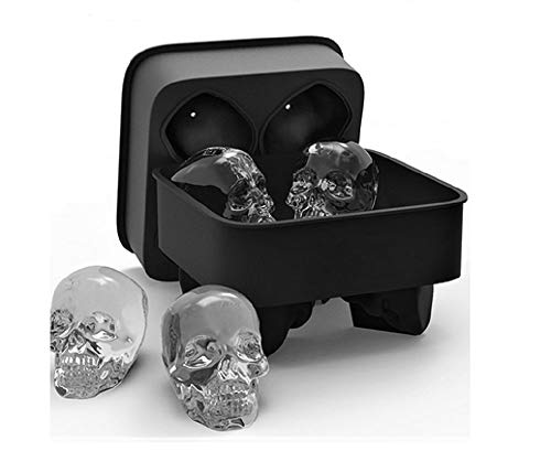 Uhat® 3d Tête de mort formes Moule Bac à Glaçons Moule en silicone de qualité alimentaire pour glace de whisky et cocktails 5,1 x 6,3 cm