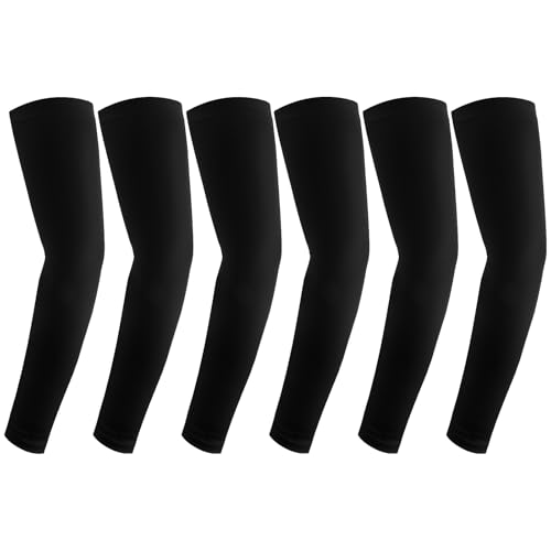 Image of YARIEW Black Arm Sleeves for Men, 6Pcs Sleeves to Cover Arms Sun Protection Sleeve Covers for Men and Women (Set 12)