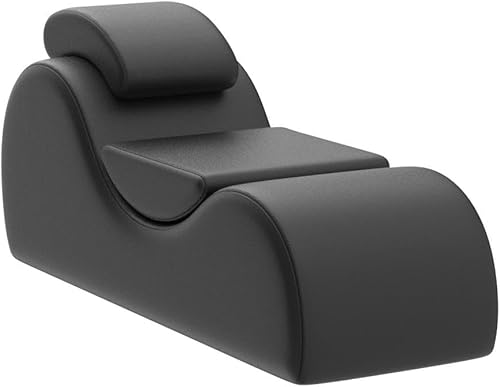 Miniatura 4 de Sofá de piel sintética de lujo, sofá biplaza exótico, tumbona, silla de yoga (negro medianoche)