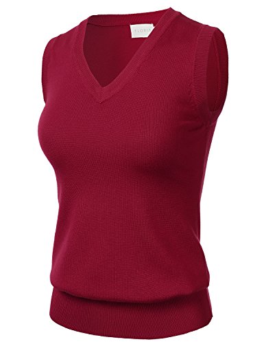 Women Solid Classic V-Neck Sleeveless Pullover Sweater Vest Top2